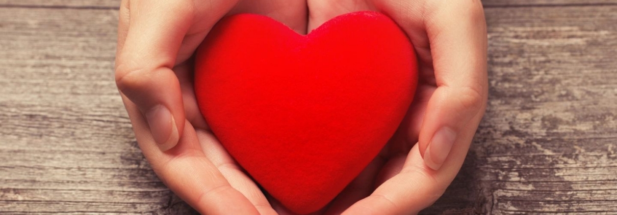 Two hands holding a felt heart signalling empathy